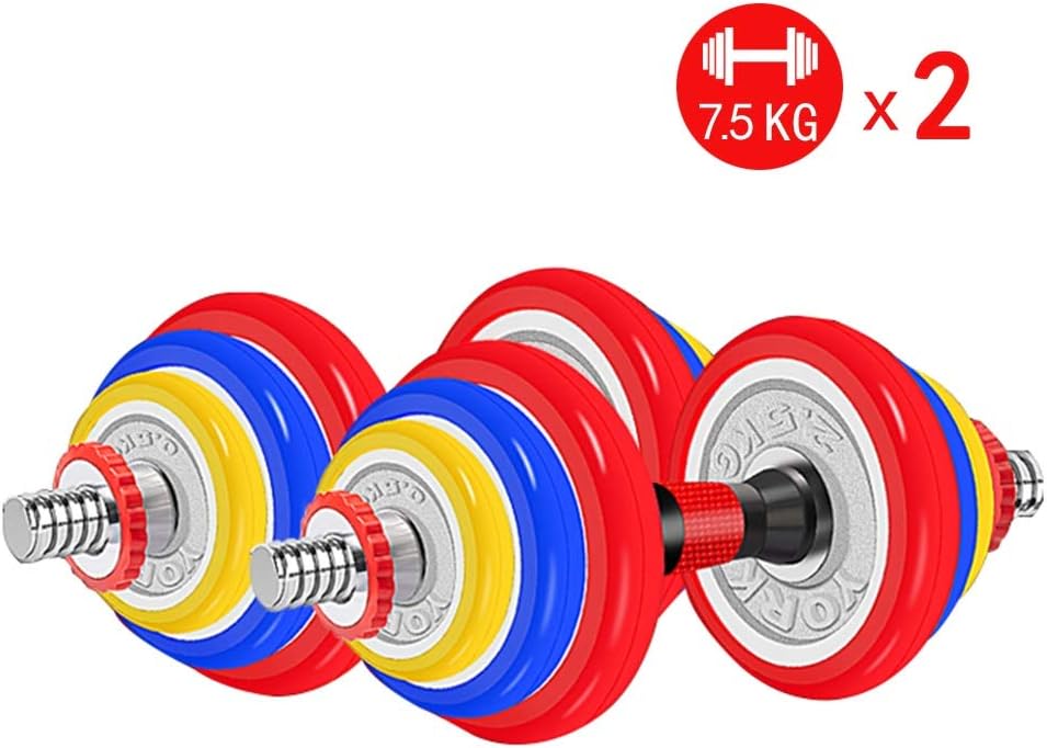 Summerone Dumbbells Barbell Combination Detachable Rubber Coated Cast Iron Dumbbell Pairs Dumbbell Weight Set with Portable Box
