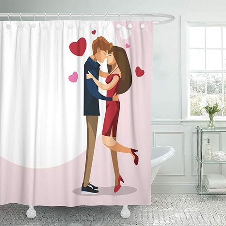 Amazon Amxxy シャワーカーテンファーストキスマンガキャラクターカップルキス愛婚約ボーイフレンドシャワーカーテンセット12フック付き72 X 78インチ防水ポリエステル生地 シャワーカーテン ホーム キッチン オンライン通販