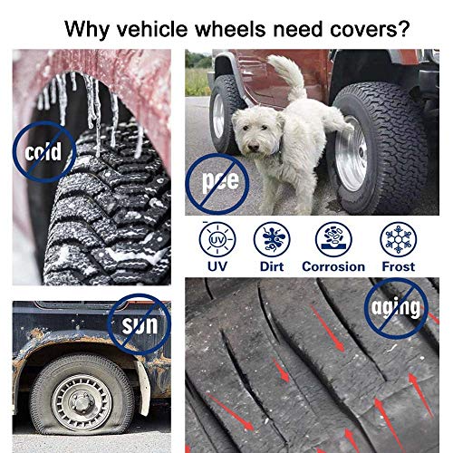 CAR-CARE Tire Covers for RV Wheel Set of 2 Motorhome Wheel Covers Waterproof Tire Protectors Tire Covers Fits 30" to 32" Tire Diameters