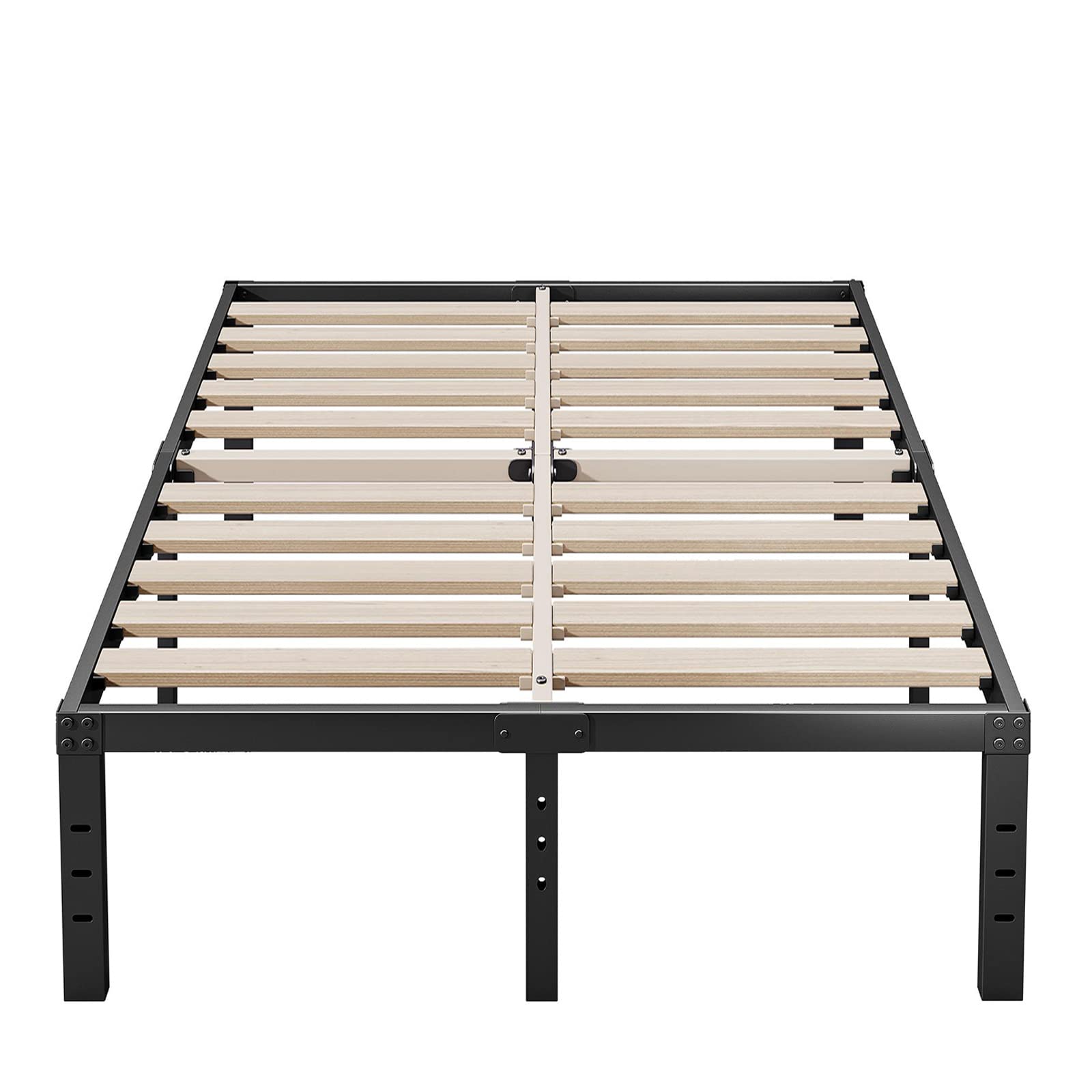 Photo 1 of ZIYOO King Size Bed Frame 18 Inch Tall 3 Inches Wide Wood Slats with 3500 Pounds Support, No Box Spring Needed for Foam Mattress, Underbed Storage Space, Easy Assembly, Noise Free