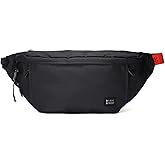 Large Crossbody Fanny Pack for Women Men,Waterproof Waist Bag Pack with Adjustable Strap & 5-Zipper Pockets,Black