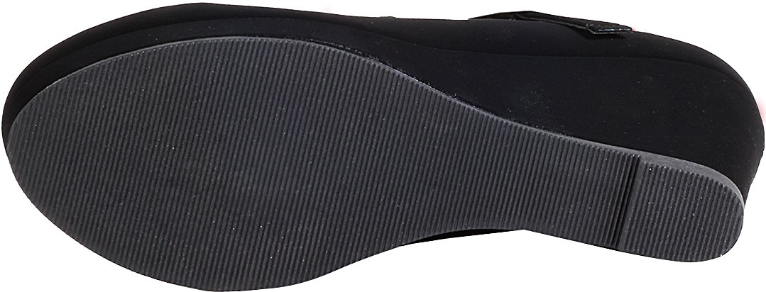 City Classified Women's Mary Jane Strappy Wedge Platform Sandal (7 B(M) US, Black Nubuck) - Image 5