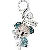 Monnel MC36 Crystal Koala bear Charm with Lobster Clasp Pendant with Pouch Bag (Blue)
