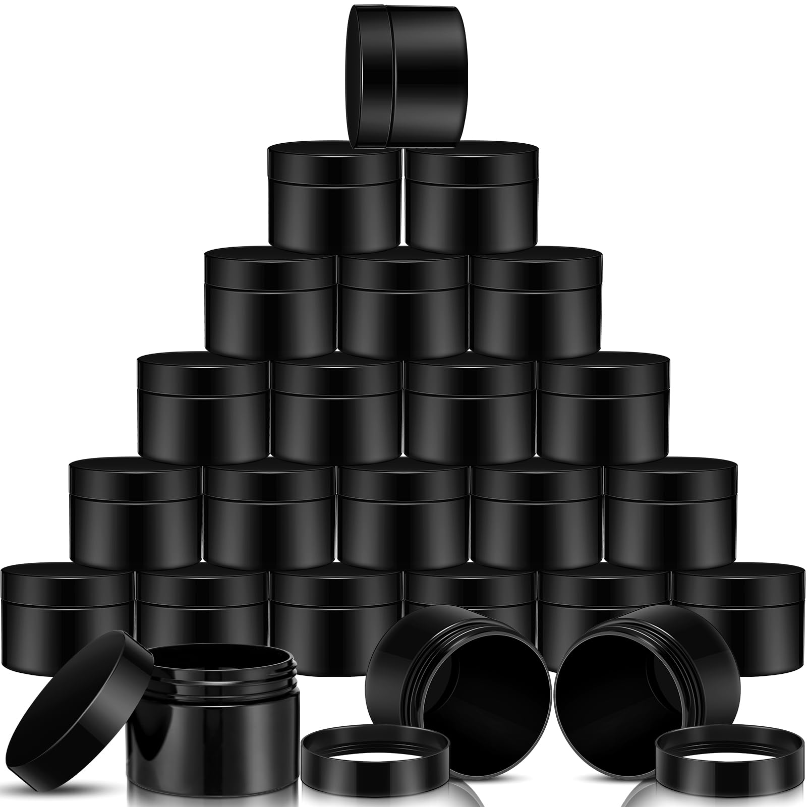 Photo 1 of SATINIOR 24 Pieces Empty Clear Plastic Jars with Lids Round Storage Containers Wide Mouth for Beauty Product Cosmetic Cream Lotion Liquid Butter Craft and Food(Black,1 oz)