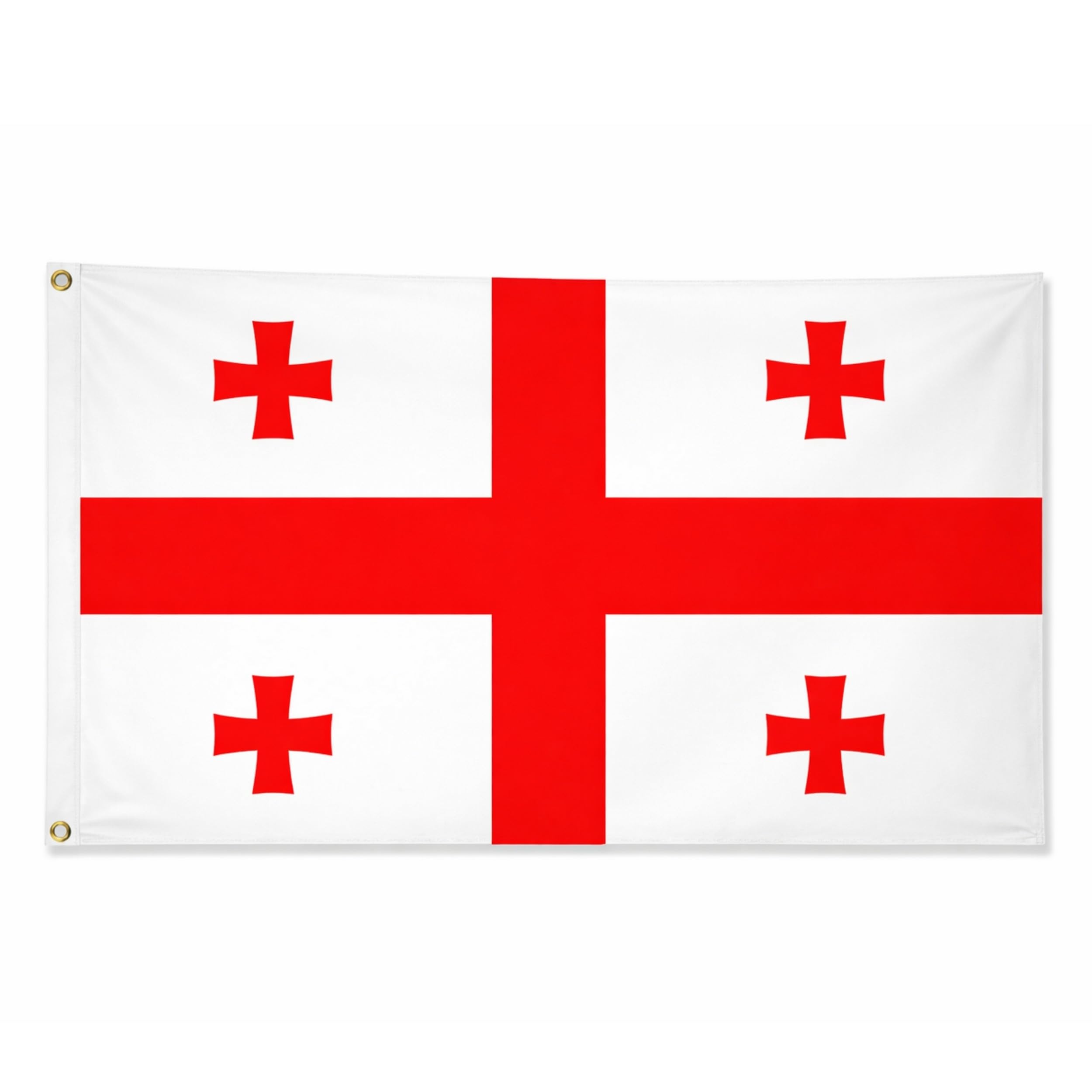 Georgia Flag 5ft x 3ft with Brass Eyelets – Polyester Georgian Flag Banner for Sports Events, National Celebrations, Home & Garden Display