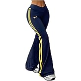 Floerns Women's Elastic Waist Flare Leggings Striped Bell Bottom Sports Yoga Pants