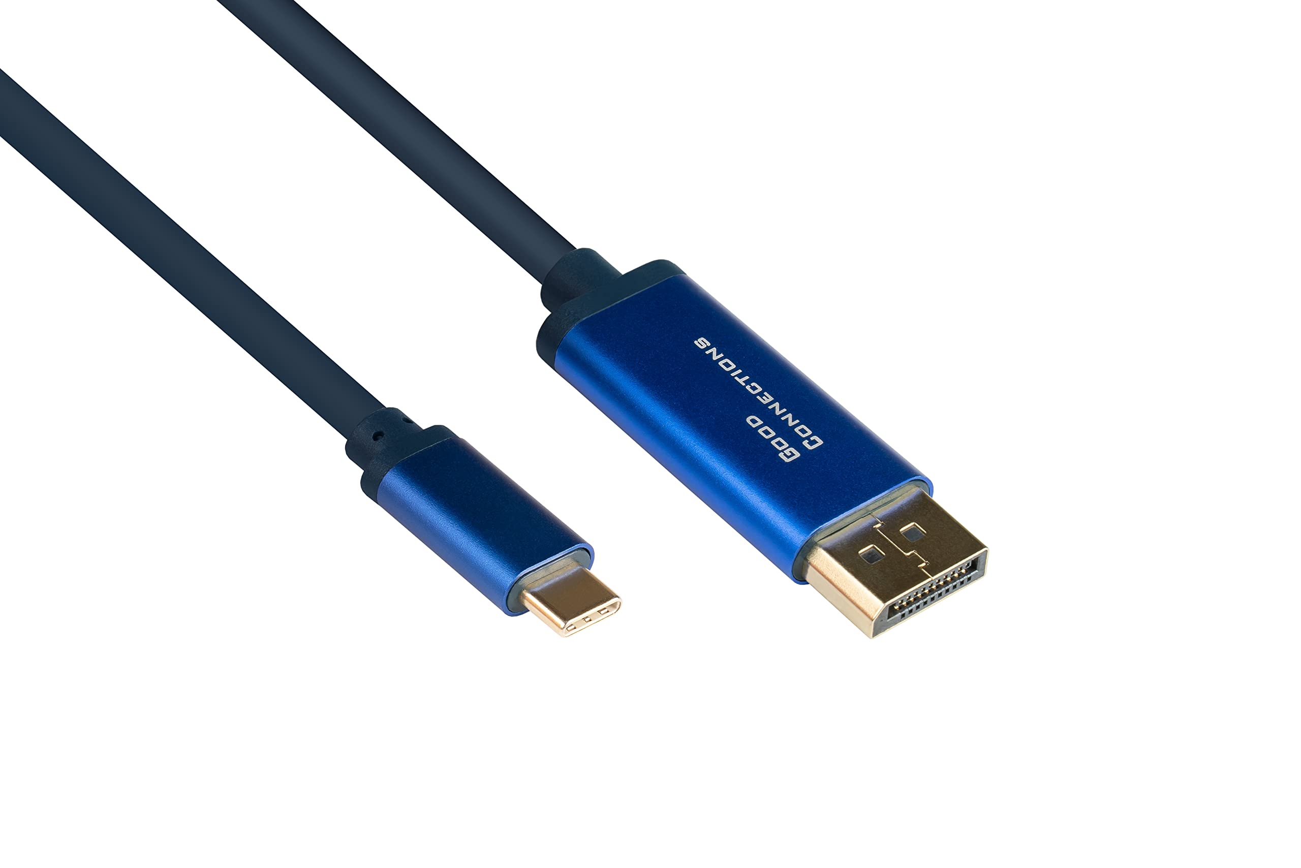 Good Connections® SmartFLEX USB C to DisplayPort 1.2 Cable - 4K UHD @ 60Hz - Copper Conductor Aluminium Housing - Highly Flexible - Dark Blue - 1 m