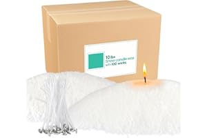 Wfmolcand 10 lb Natural Pearl Wax Sand DIY Set with 100 Wicks, Reusable, Continuous Burning, Unscented Candle Powder, Designed for Handmade Candles, Wedding Celebrations and Party Decorations