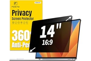 F FORITO 14 Inch 16:9 Laptop Privacy Screen Protector, 360° Anti Peeping and Anti Glare Laptop Privacy Shield Compatible with 14" HP/Acer/Lenovo/Dell/ASUS Laptops