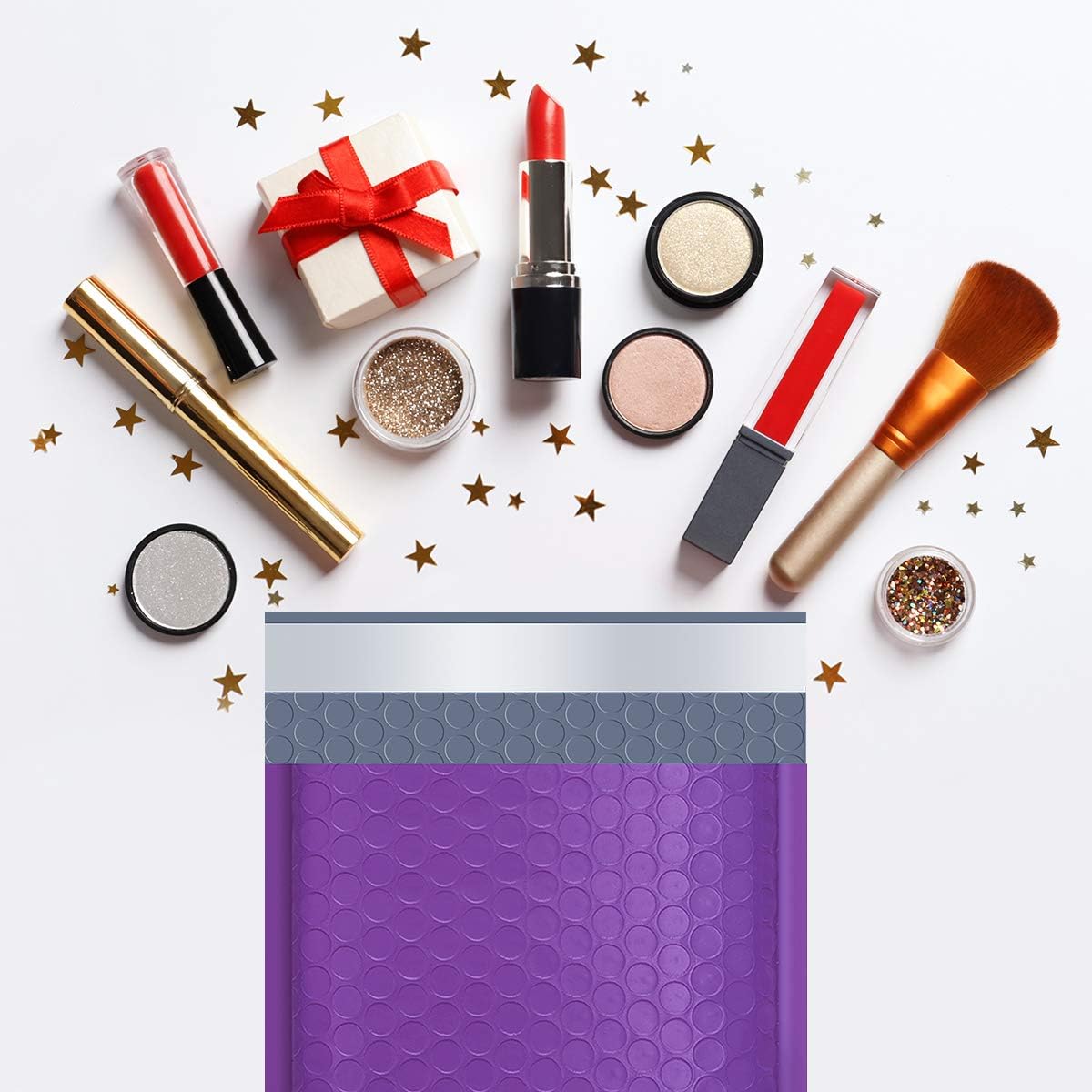 UCGOU 4x8 Inches Poly Bubble Mailers Self Seal Purple Padded Envelopes Waterproof Envelopes Pack of 50 (Internal Size 4x7") : Office Products
