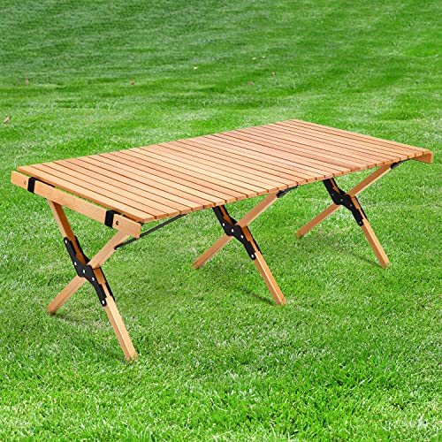 4ft Low Picnic Table Foldable, Balee Low Height Portable Wooden Beach