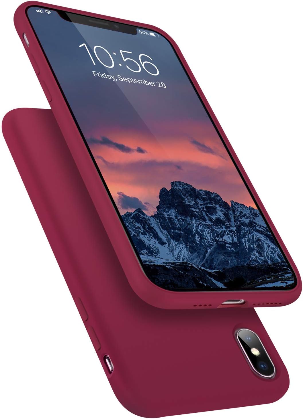 Segoi Liquid Silicone Case Compatible with iPhone XsMax 6.5 inch, Gel Rubber Full Body Protection Shockproof Cover Case Drop Protection Case - Rose Red