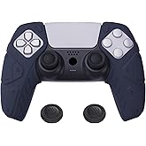PlayVital Mecha Edition Midnight Blue Ergonomic Soft Controller Silicone Case Grips for ps5, Rubber Protector Skins with Thumbstick Caps for ps5 Controller - Compatible with Charging Station