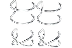 PAGOW Fake Helix Ear Cuff Cartilage Earring No Piercing 925 Sterling Silver,14K Gold Simple Criss Cross Double Lines Adjustable Minimalist CZ Women Men Clip adornment valentine's day Gifts
