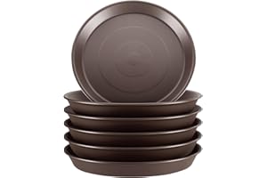 GROWNEER 6 Packs 11.8 Inches Plant Saucer, Plastic Plant Trays for Pots, Heavy Duty Pot Drip Trays for Indoors Outdoor Flower Planters, Brown