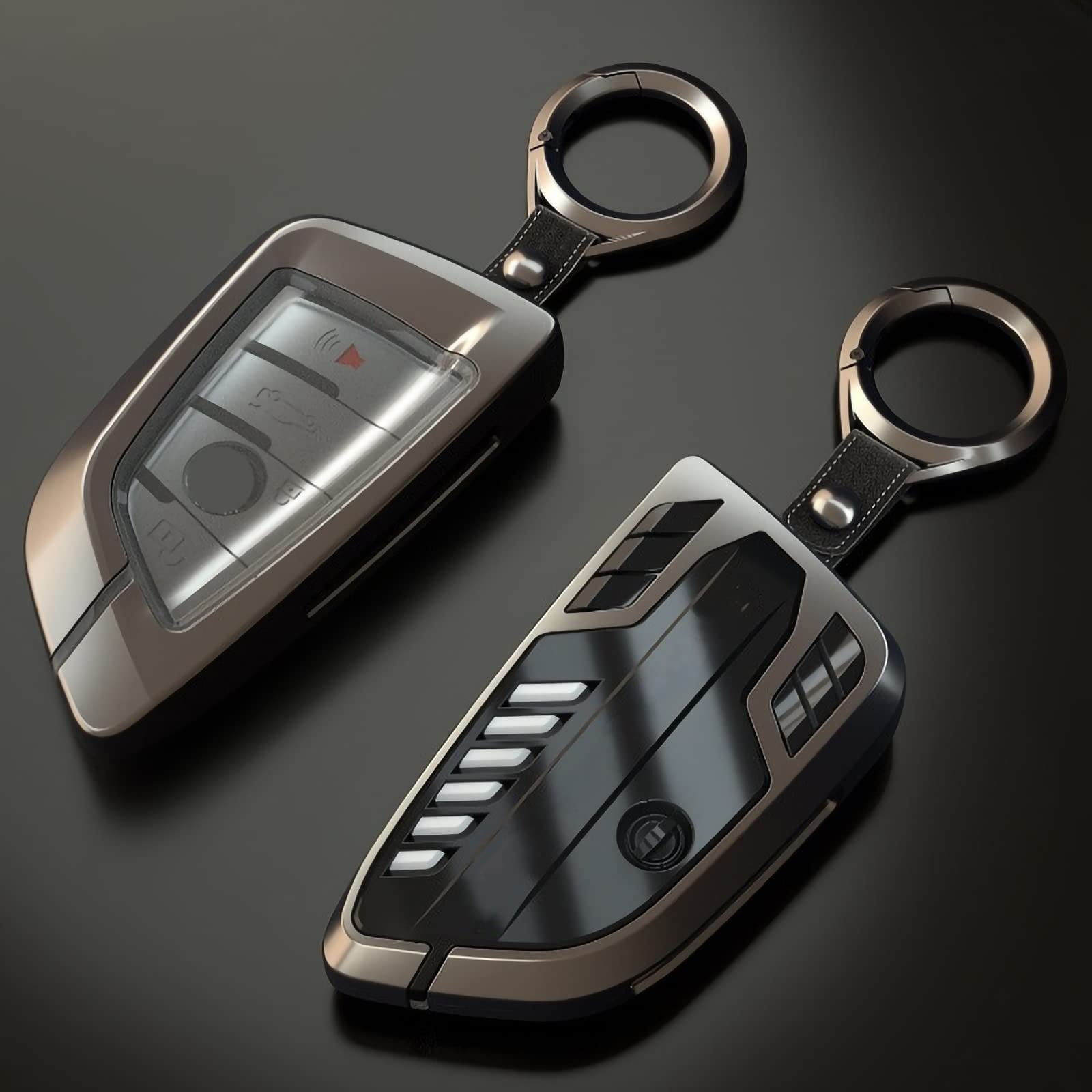 Photo 1 of Phmnkl Alloy Car Key Case Rings Cover Holder for BMW 1 3 5 7 Series 530 F48 X1 X2 X3 X4 X5 X6 Classic Engine Head Concept (A Style Glod)