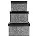 Decorative Nesting Storage Boxes Set with Lids - 3-Pcs Stackable Fabric Storage Bin Memory Box Closet Organizer - Gift Baskets for Shelves with Black & White Design Pattern Large/Medium/Small Sizes