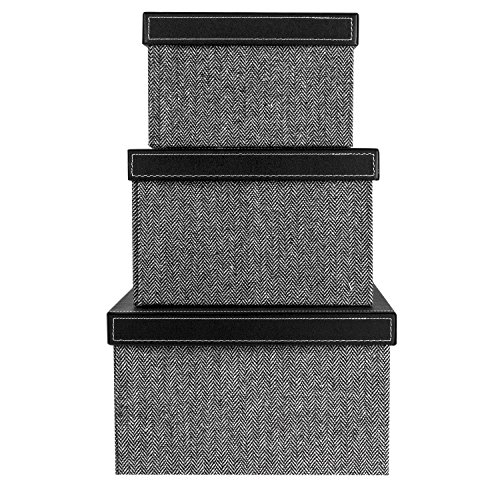 Decorative Nesting Storage Boxes Set with Lids 3Pcs Stackable Fabric