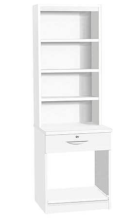B PSD OD IN WH White Desk With Drawer Shelf Stand For Printer Home