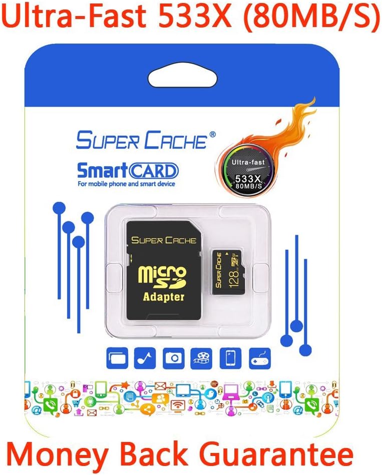 128GB Ultra High Speed 80-90MB/s 533X UHS-1 Microsd SDXC Pack. Class 10 UHS-I MicroSDXC Extreme Pro Memory. Esoultech Turbo Performance 128GB Micro SD Card Plus Adapter (128G Performance TF G5)