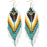 SHINUS BOHO Beaded Tassel Dangling Earrings For Women,Boho Long Festive Jewelry Design Drop Summer jewelry Gifts.