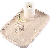 Marble Vanity Tray for Dresser Organizer, Travertine Bathroom Tray Countertop, Beige Decorative Serving Trays, Kitchen Sink Storage, Jewelry & Perfume Holder(Travertino Romano)