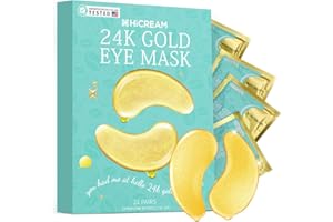 Hicream Under Eye Patches(24 Pairs) - Gold Eye Mask for Anti-aging, Dark Circle, Puffiness, Under Eye Bags, Wrinkles with Collagen and Hyaluronic, Gel Under Eye Patches - Bridesmaid Gifts