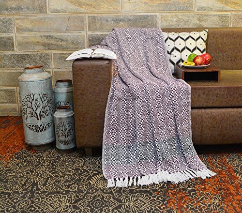 R Home Luxury Jacquard Knitted Cotton Throw Blanket with Fringe for Sofa, Gift, Chair, Bed, Beach, Outdoor, Picnic and Everyday Use, Multi Color, 50 x 70 Inch Throws