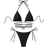 SHENHE Women's Halter String Bikini Set Sexy Triangle Heart Ring Strappy 2 Piece Swimsuits