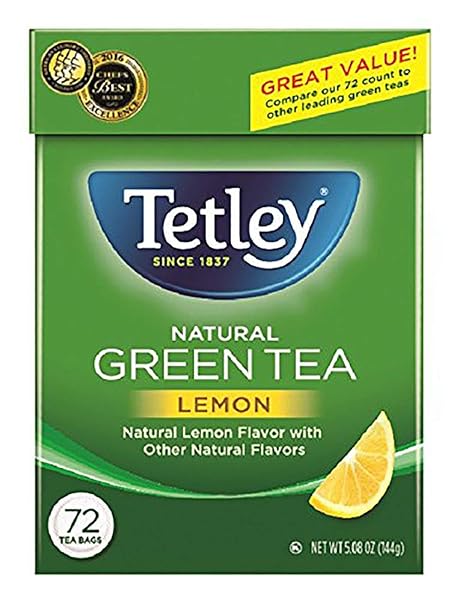 TETLEY NATURAL GREEN TEA, LEMON GREEN TEA, 72...