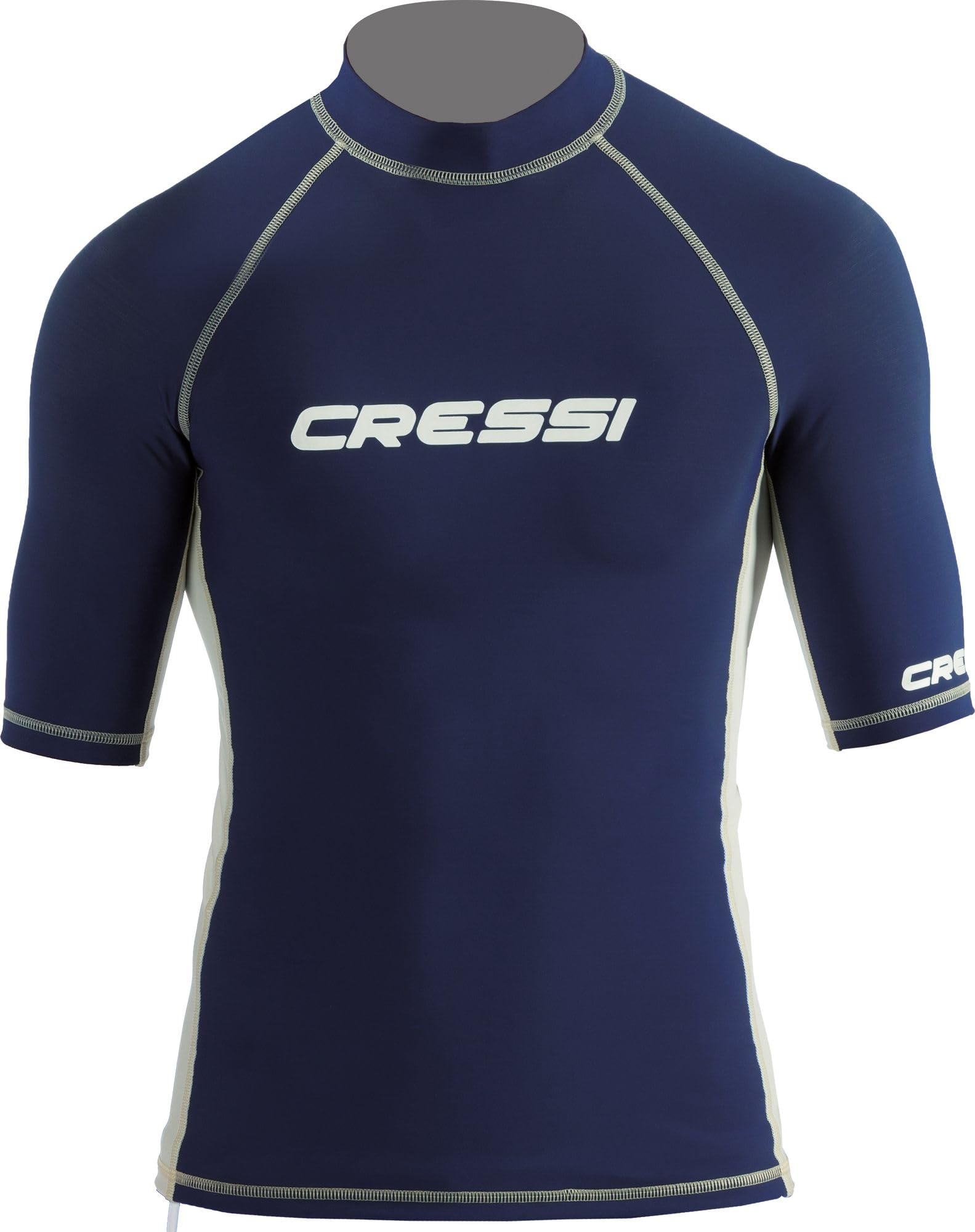 CRESSI since 1946 - Rash Guard Men's Short Sleeves UPF 50+ Sun Protection Shirts Quick Dry for Swimming Surfing Diving Fishing Beach pool and Water Sports - Blue/White - XL/5 (54)