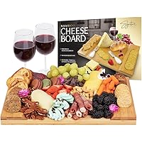 Signature Living Large Bamboo Cheese Board Charcuterie Board (16" x 10" x 1.2") Beautiful Serving Platter for Cheese, Cracker