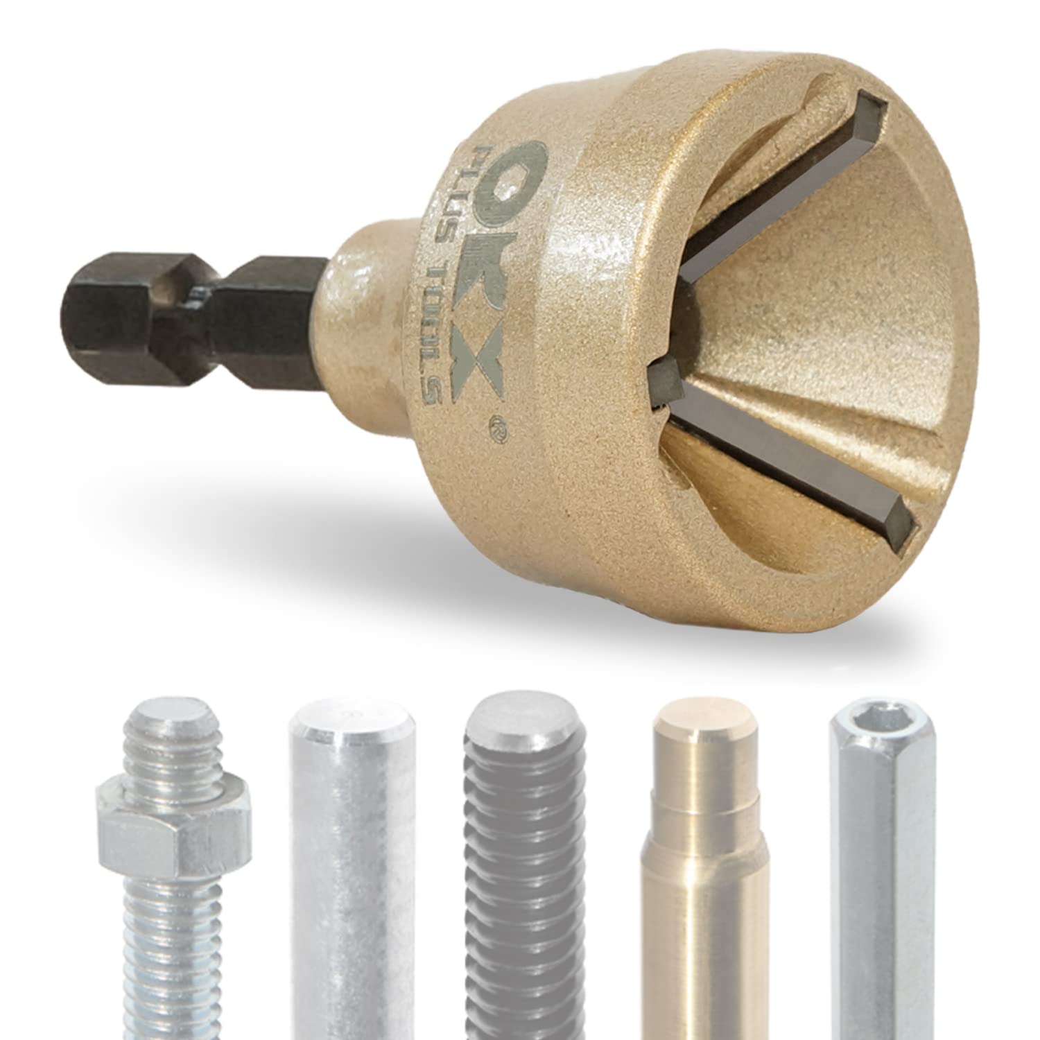 ORX PLUS TOOLS PO-045-TORXPLUS Tools Deburring External Chamfer Tool, Tungsten Blade, Deburring Drill Bit, Remove Burr Tools for Fit 1/8 inch-3/4 inch(3mm-19mm)