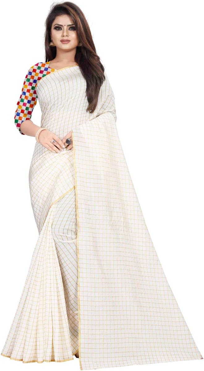 Winklecart Women's Kosa Tussar Silk Saree With Blouse Piece (CHOKADA_White)