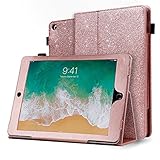iPad 9.7 2017 Case, iPad Air Case iPad Air 2 Case, Karidge Glitter PU Leather Cover Multi-Functional Folio Hand Stand Viewing Angles Pencil Holder Protective Case for New iPad 9.7 inch 2017, Rose Gold