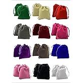 Palmhomee Pack of 48 2.8x3.6 Inch Velvet Drawstring Bags Gift Bag Velvet Pouch For Jewelry Wedding and Party Favor (Mixed Colors)