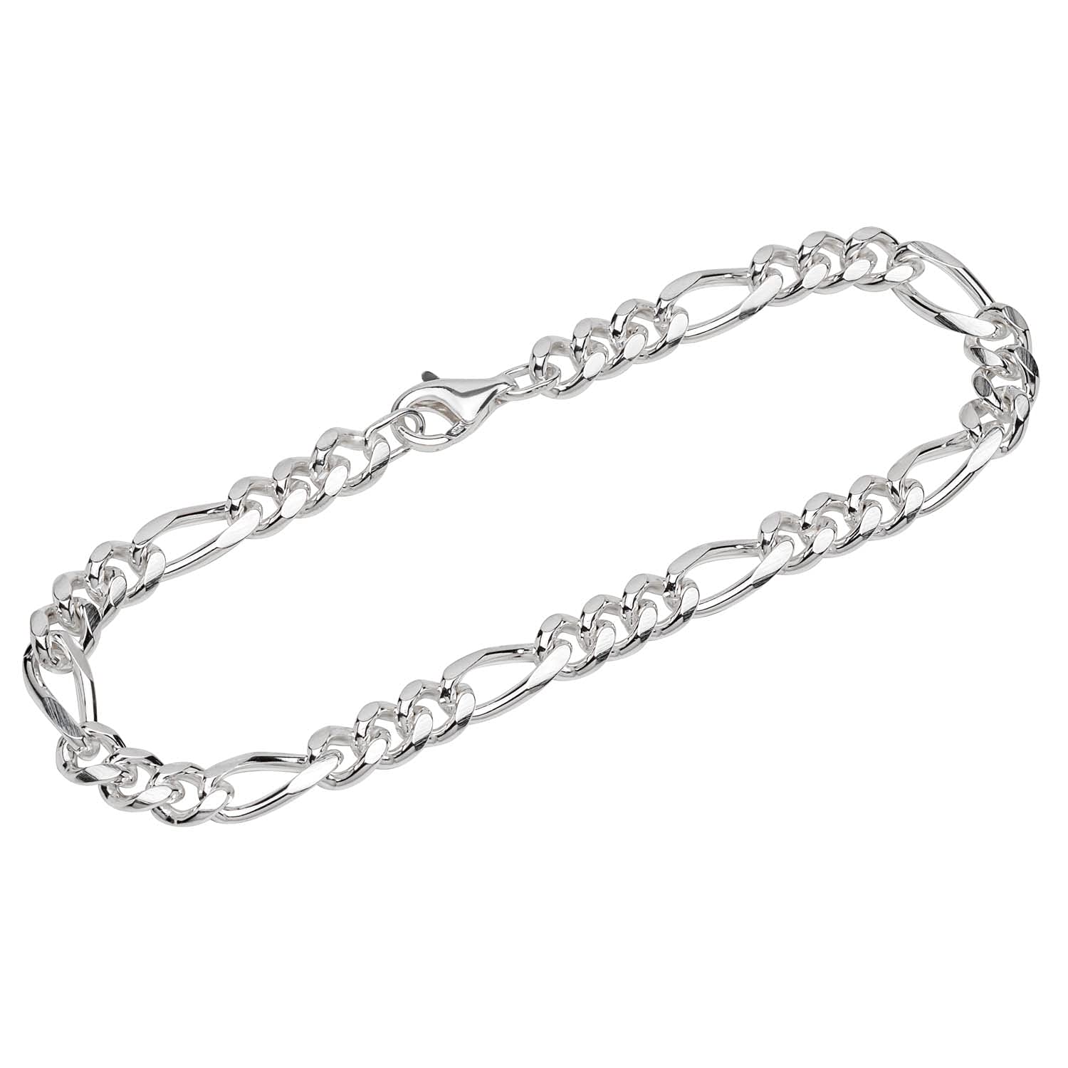 NKlaus bracelet 925 Sterling Silver 23cm Figaro curb chain diamond plated men bracelet 12231