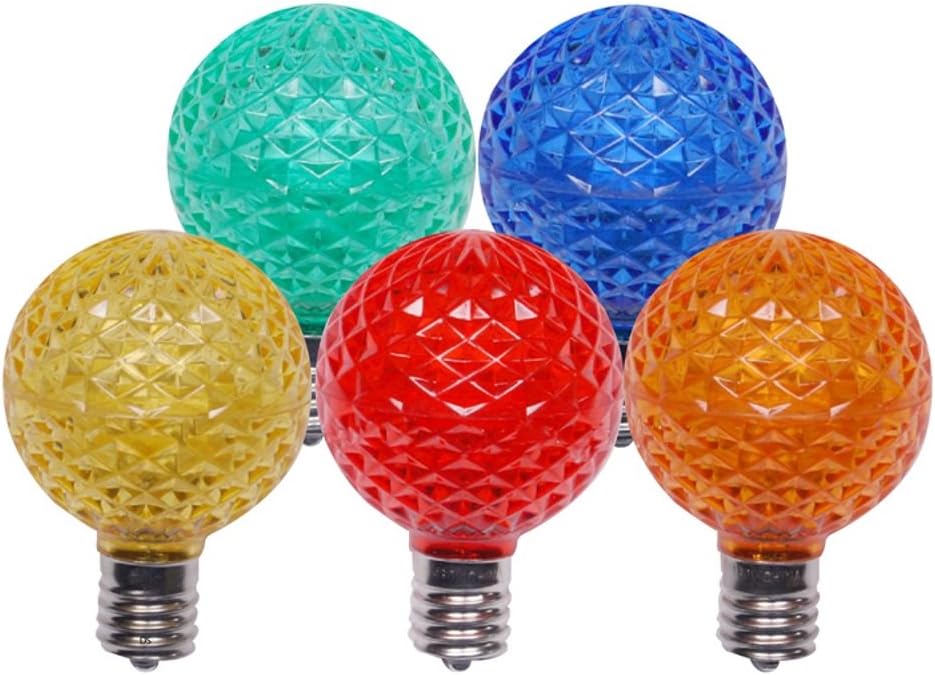 5-Multi (Red, Green, Yellow, Blue, Orange) G50 LED Retrofit Bulb, Box of 25