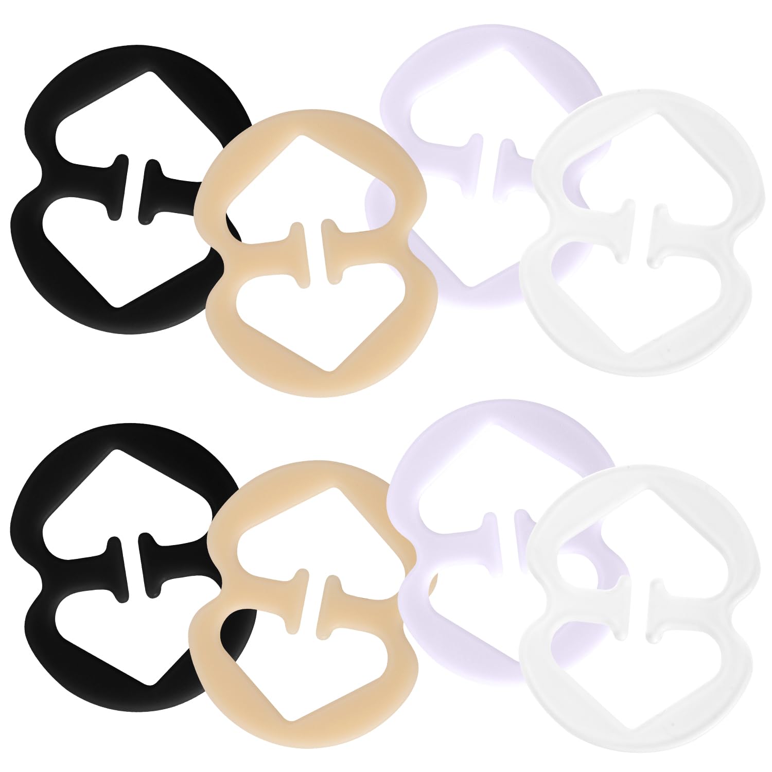 Photo 1 of 8pcs Bra Clips to Make Racerback, 1.7x1.38in Bra Strap Holder for Slipping Racer Back Conceal Straps for Dresses Shirts and Sports Tops (Black, White, Clear, Beige)