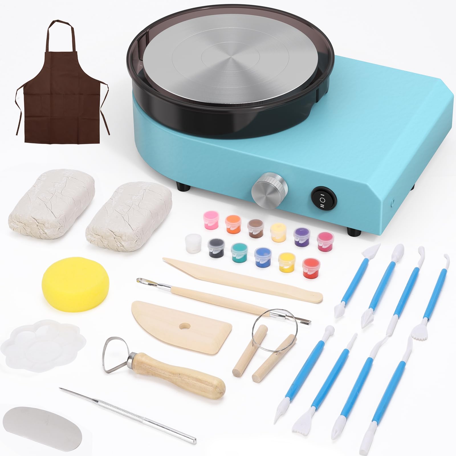 Photo 1 of 30W Mini Pottery Wheel Kit, 6" Turntable Two-Way Rotation Clay Wheel, Adjustable Speed Ceramic Making Machine, Pottery DIY Machine for Kids and Beginners Blue