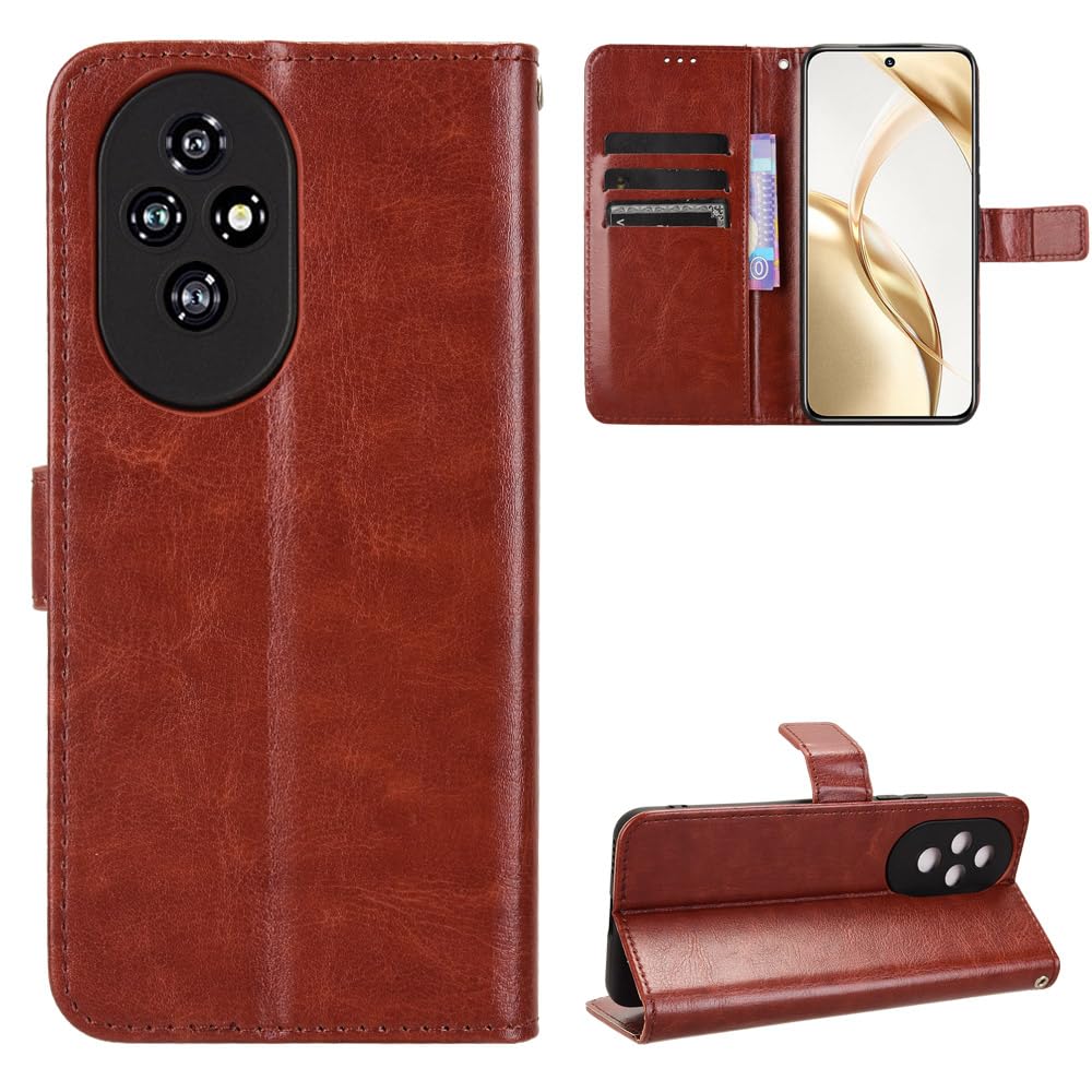 BellaCase Honor 200 5G Case [Wallet Case] [Kickstand] [Card Slots] [Magnetic Flip Cover] Compatible with Honor 200 5G Smartphone(Brown)