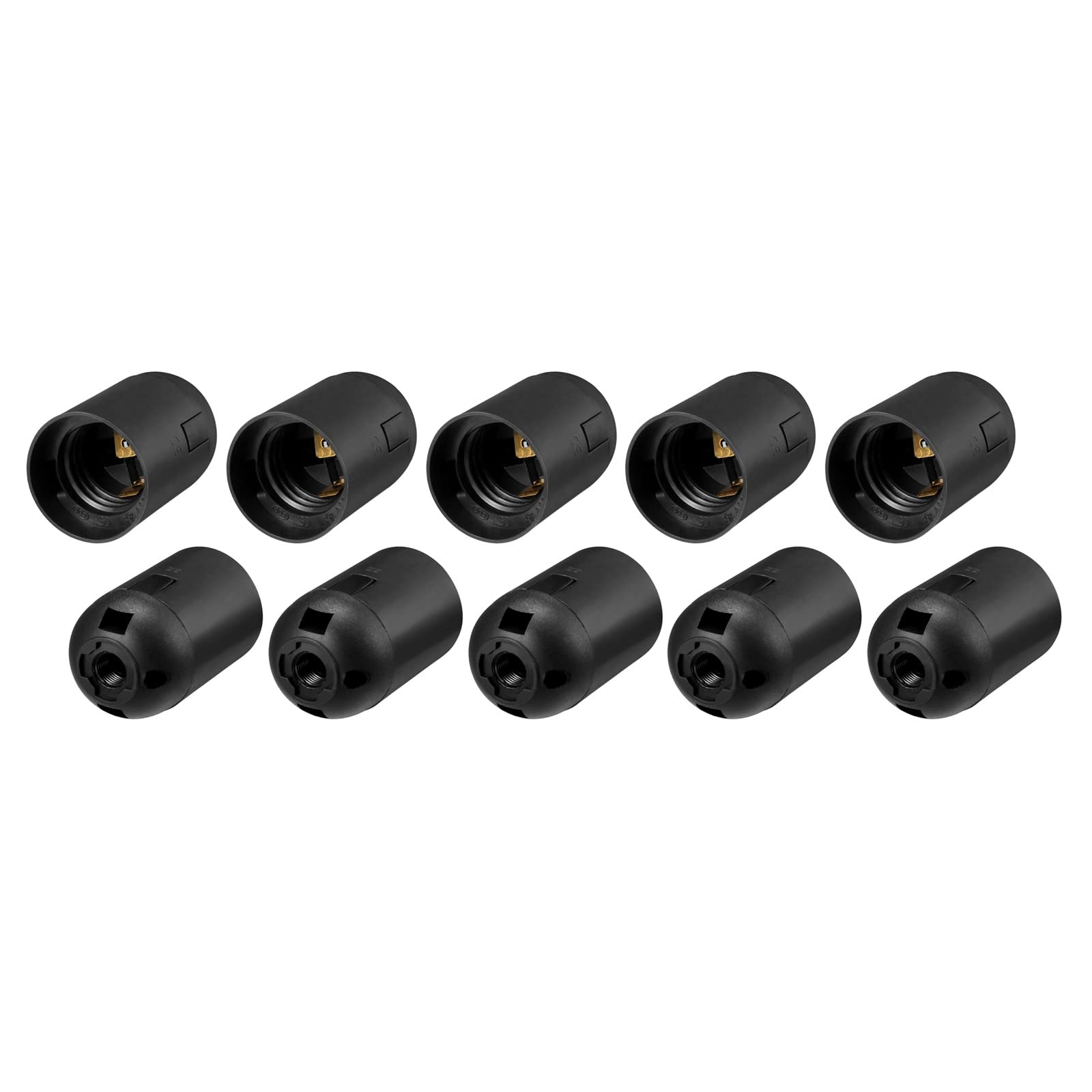 YOKIVE 10 Pcs E27 LED Lamp Holder, Light Socket Screw Bulb Retro Pendant without Switch Light Replacement Parts, Great for Home, Office (Black, 4A)