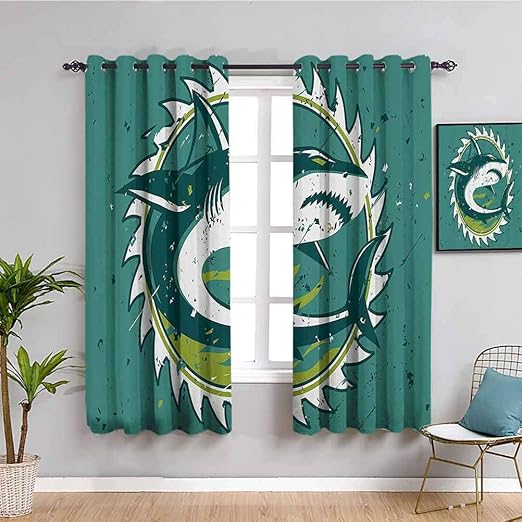 Decoración de animales marinos para dormitorio cortinas opacas gráfico