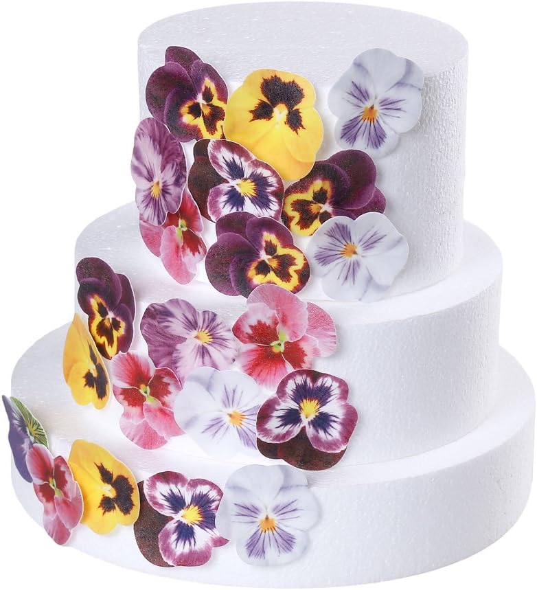 GEORLD 36pcs Edible Pansies Cupcake Toppers & Cake Decoration,Flat not 3D, 7 Colors