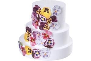 GEORLD 36pcs Edible Cupcake Toppers Pansies Cake Decoration,Flat not 3D, 7 Colors