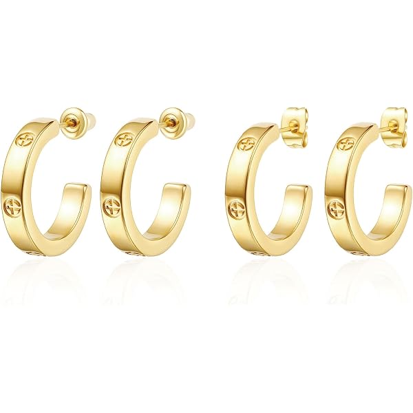 RIMRIVA Love Hoop Earrings For Women – Stainless Steel With CZ Stones, Hypoallergenic Gift - View #11
