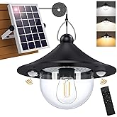 Auzev Solar Shed Light Indoor Outdoor Pendant Lights Solar Powered with 2 Motion Sensor, Waterproof Solar Hanging Lamp for Porch, Inside Home, Farmhouse, Gazebo, Chicken Coop, Daytime Available