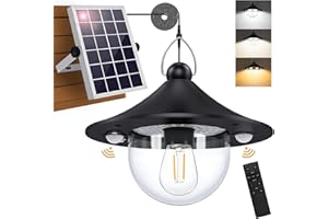 Auzev Solar Shed Light Indoor Outdoor Pendant Lights Solar Powered with 2 Motion Sensor, Waterproof Solar Hanging Lamp for Porch, Inside Home, Farmhouse, Gazebo, Chicken Coop, Daytime Available