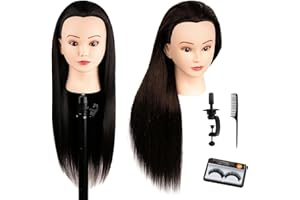WEIRAN Mannequin Head with Real Hair 80% Human Hair for Hair Styling Practice, Mannequin Head for Curling Iron, Braiding & Cutting, Professional Styling Training Head with Clamp & Stand Included