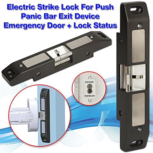 Electric Strike Lock, ZOTER NC/NO Mode Electric Door Lock for Push Bar